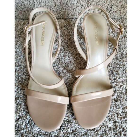 Enzo Angiolini Heels Strappy Ankle Strap Sandals Sandira Nude Leather SZ 9 - Picture 7 of 14
